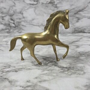 Vintage BRASS PRANCING HORSE Figurine 5.5" Old Metal Patina Animal